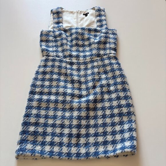 Ann Taylor Tweed Square Neck Shift Mini Dress Vintage Houndstooth Dorthy Party - Picture 4 of 14